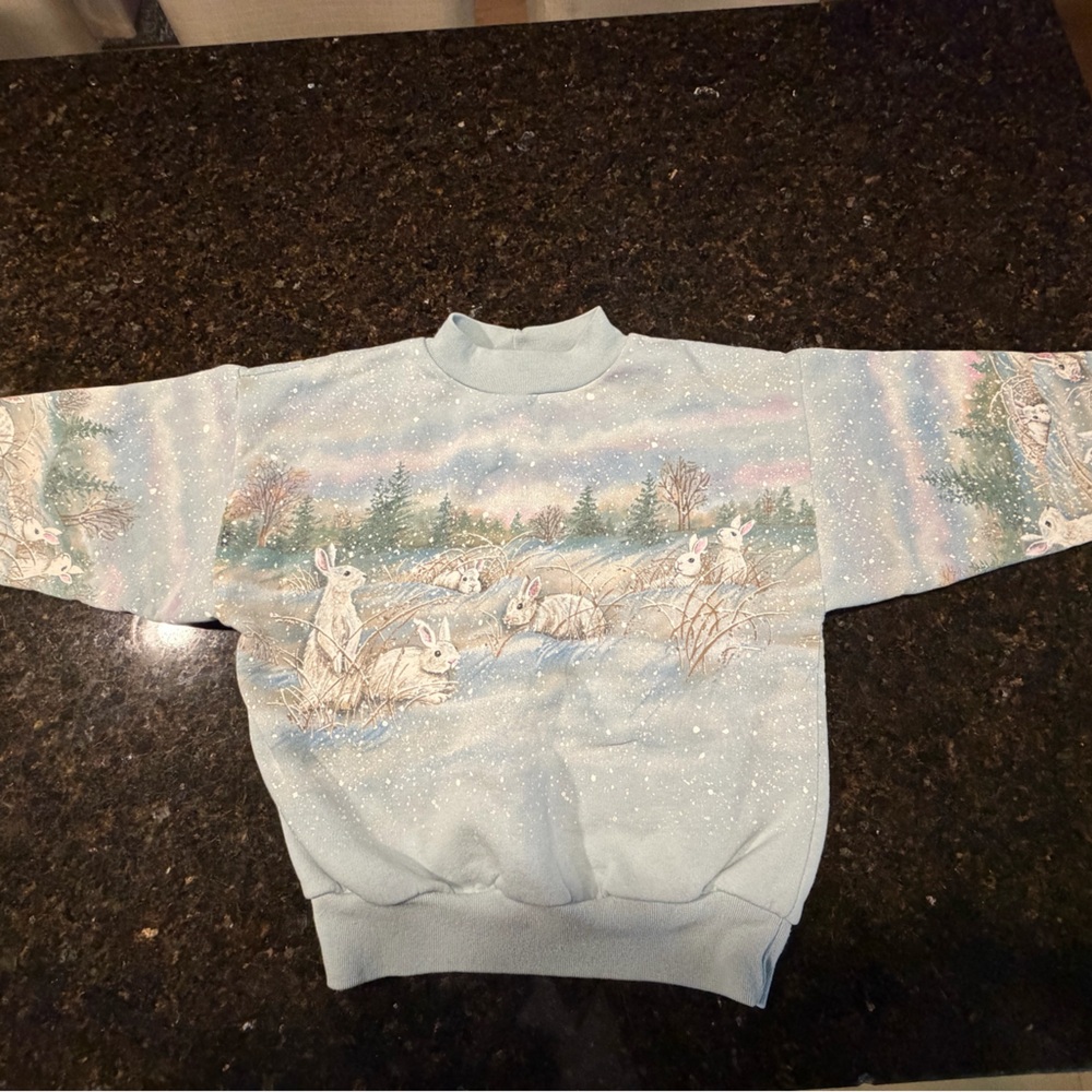 90s Vintage Pastel Bunny Sweatshirt for Kids